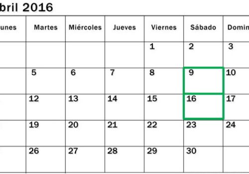 Calendario Abril